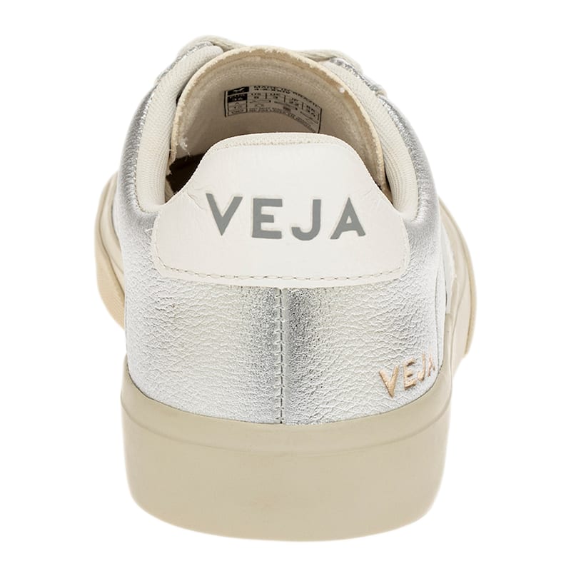 Veja Women's Campo Leather Sneakers in Silver and White