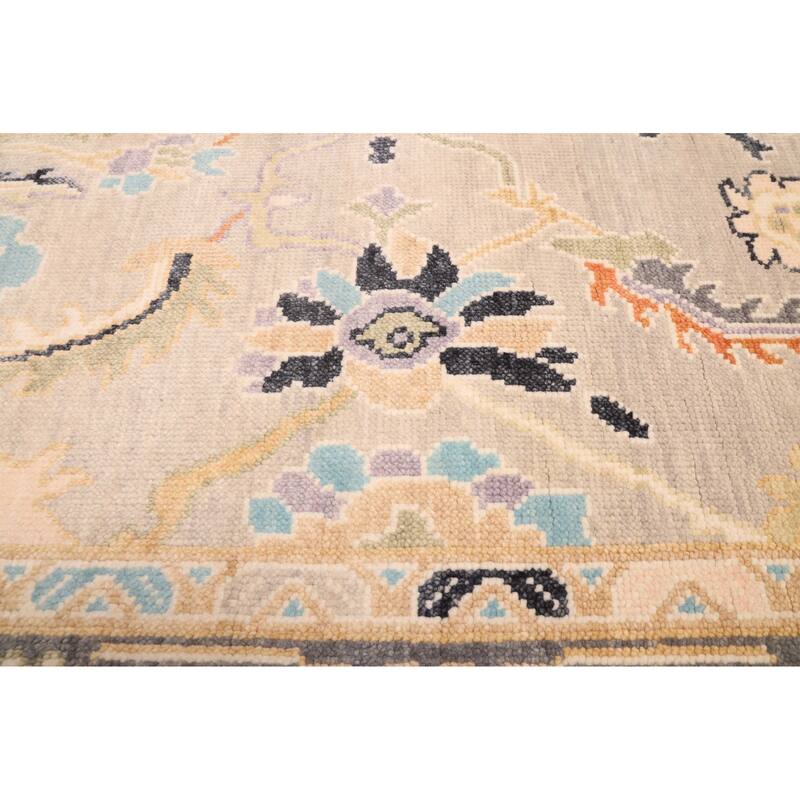 ECARPETGALLERY Hand-knotted Modern Oushak Light Grey Wool Rug - 6'1 x 9'1