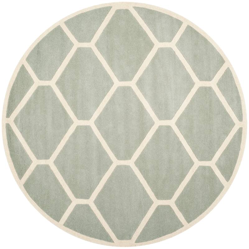 SAFAVIEH Handmade Chatham Afifah Modern Moroccan Wool Rug - 7' Round - Grey/Ivory