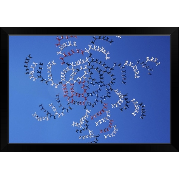 "Skydivers Performing Synchronized Diving" Black Framed Print