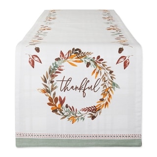 DII Thankful Autumn Wreath Reversible Embellished Table Runner - Bed ...
