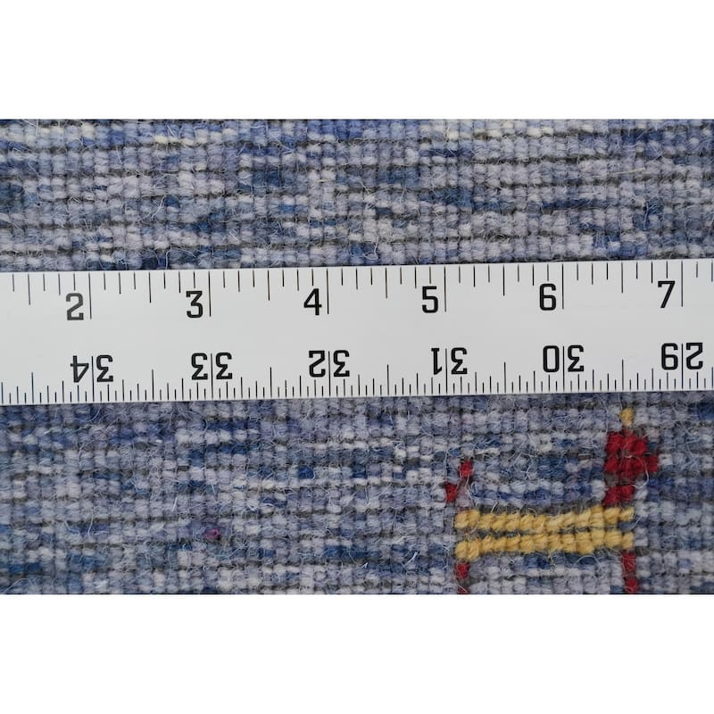Hand Knotted Oriental 100% Wool Carpet Tribal Animal Pictorial Navy Blue & Blues Gabbeh Area Rug - 11' 11'' X 5' 2''