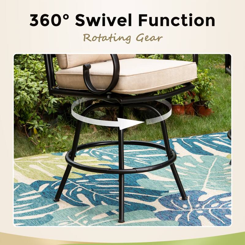 5-Piece Dining Bar Set, 4 Metal Swivel Bar Chairs and 1 Rectangular Metal Bar Height Table