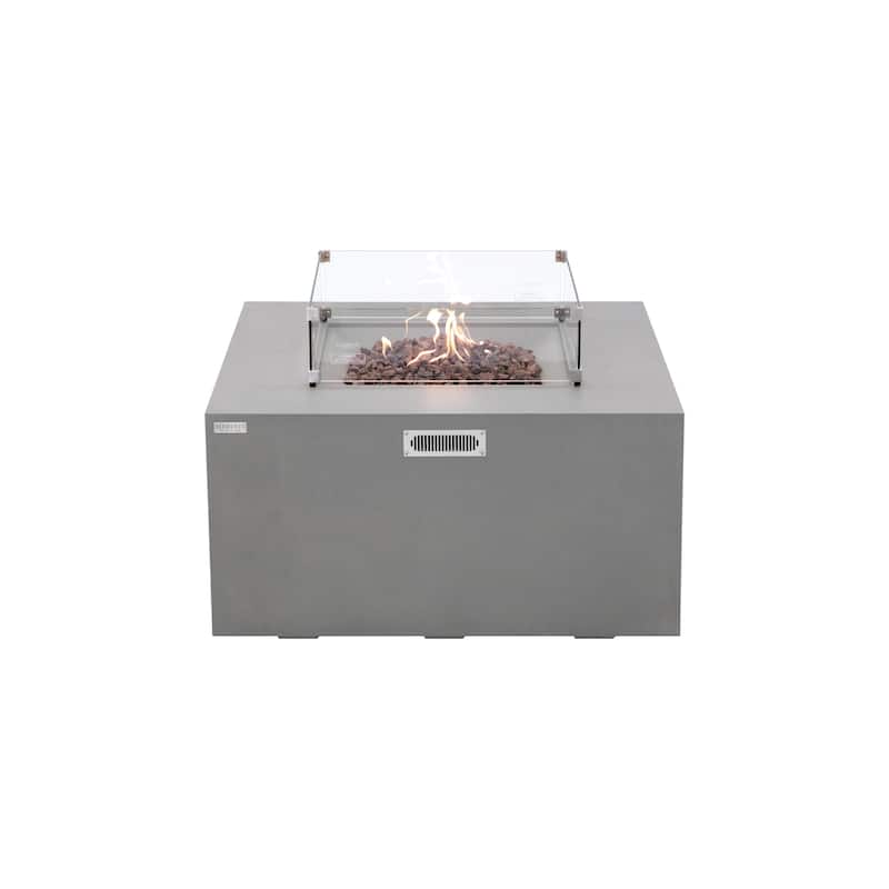 Elementi Rocky 45,000 BTU Concrete Propane Fire Table with Built-In Propane Tank Storage - 43" x 43"