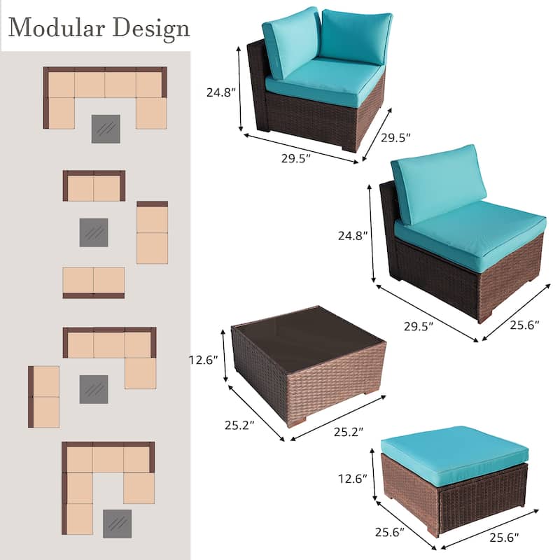 7-piece Wicker Sectional Sofa Set