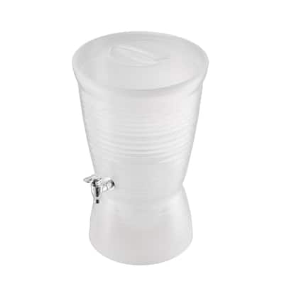 Semi Transparent Single Cylinder Beverage Dispenser with Ice Chamber - 10.4 x 10.4 x 16.5 in