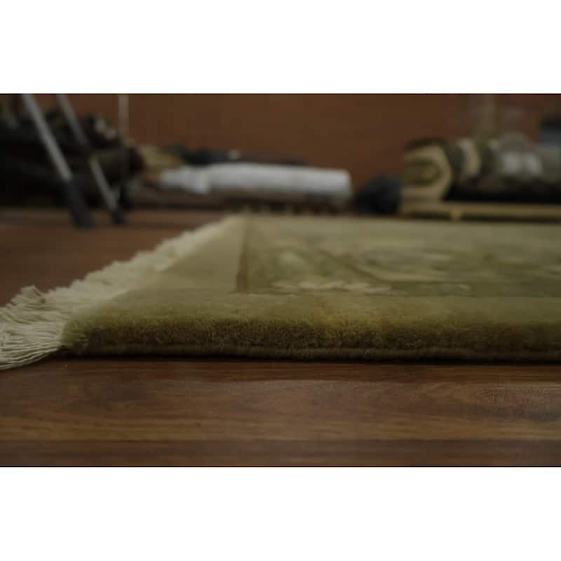 Hand Knotted Oriental 100% Wool Carpet Traditional Traditional Green Agra Area Rug - 13' 10'' X 10' 0''