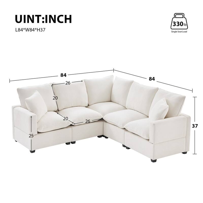 Modern Chenille Multi-Seat Sectional Sofa