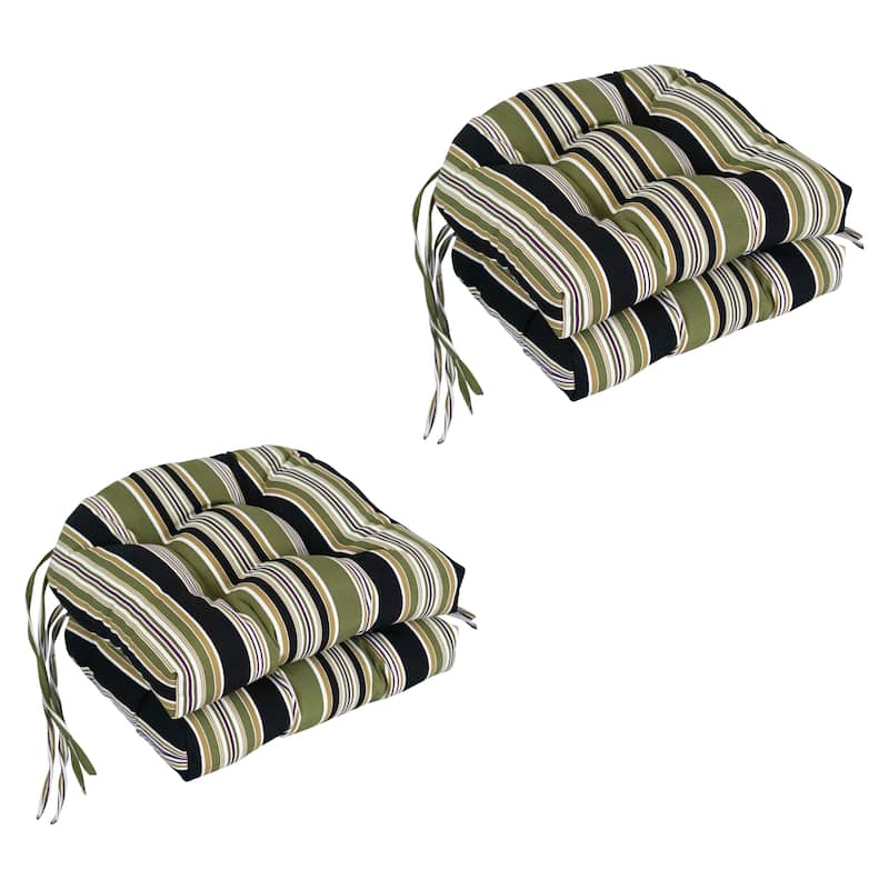 16-inch Rounded Back Tufted Indoor/Outdoor Chair Cushions (Set of 4) - 16" - Eastbay Onyx