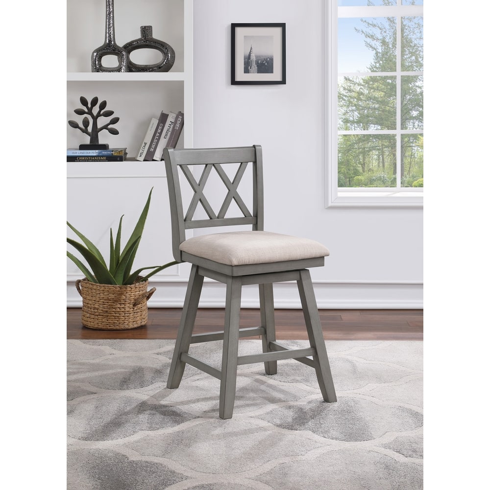 Brookline Wooden Linen Swivel Dining Room Barstool