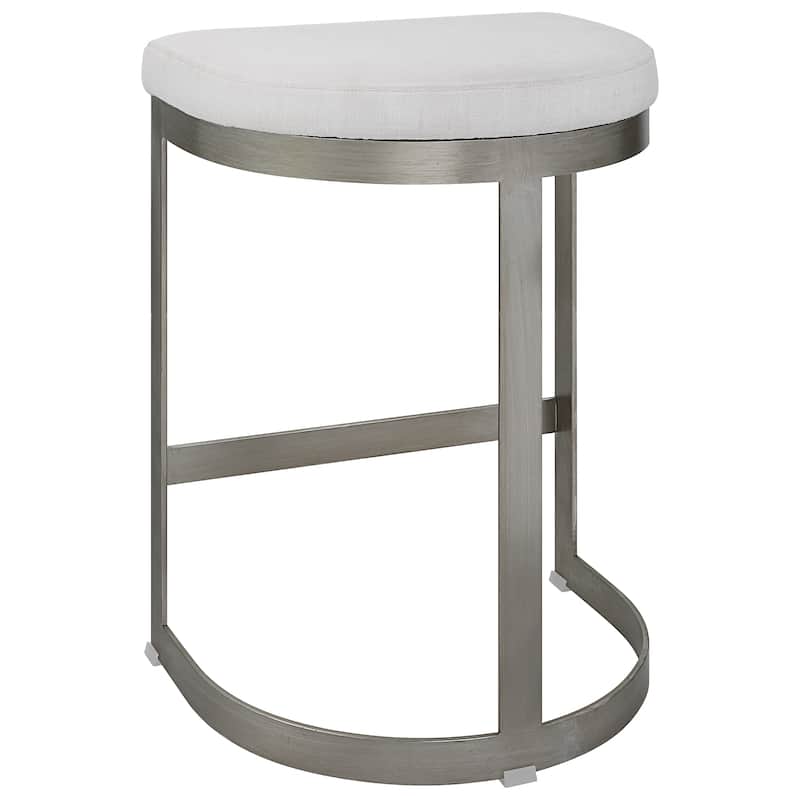 Uttermost Ivanna Backless Silver Counter Stool - 18"W x 26"H x 14.5"D