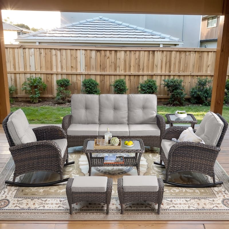 Gymojoy Outdoor Wicker Patio Furniture Sofa & Chair Set - Luxurious Comfort, Weather-Resistant