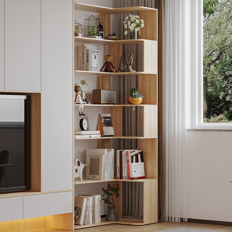 81.9"H Bookshelf Unique Side Table and Bookcases Room Divider Bookcase