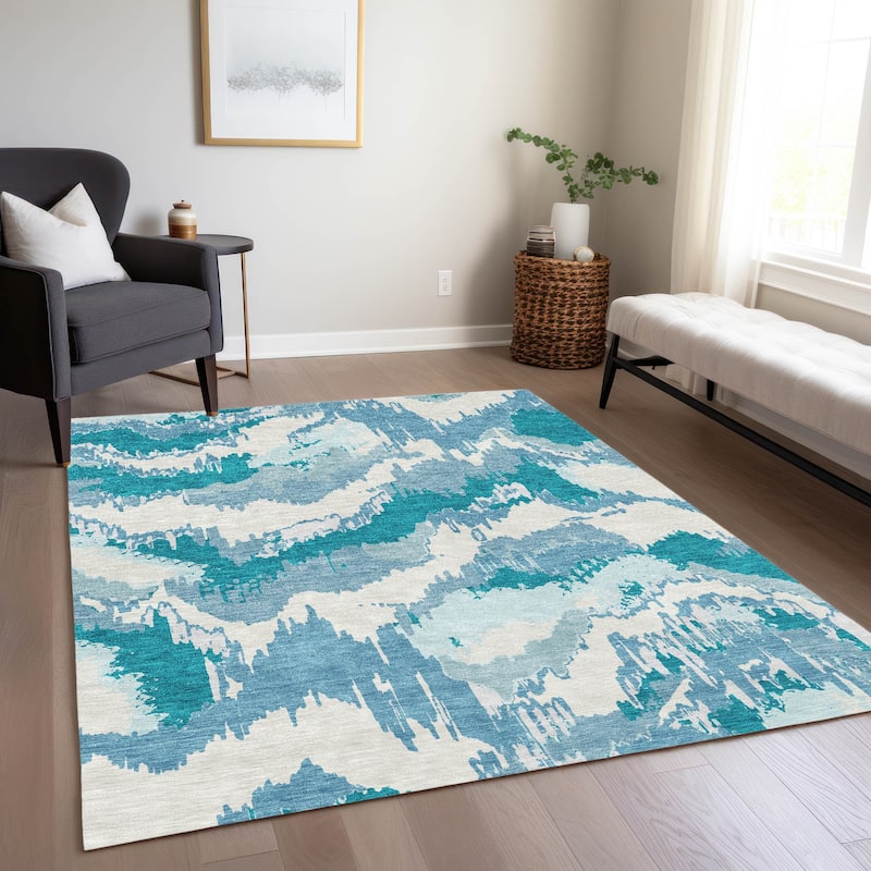Machine Washable Indoor/ Outdoor Chantille Ombre Abstract Rug