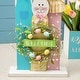 preview thumbnail 14 of 22, Glitzhome Easter Wooden Bunny Family Porch Sign with Wreath Welcome Wall Decor Party Supplies Props