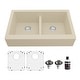 preview thumbnail 57 of 75, Karran Retrofit Farmhouse Quartz 34 in. Double Bowl 50/50 Sink Kit Bisque