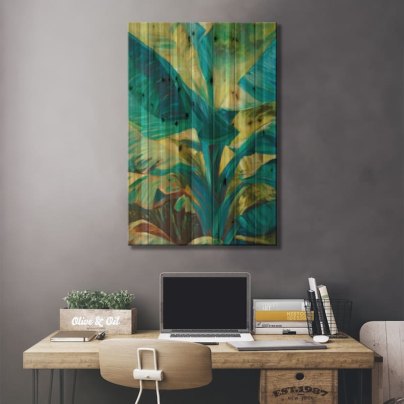 Green Banana Duo I Print On Wood by Suzanne Wilkins - Multi-Color