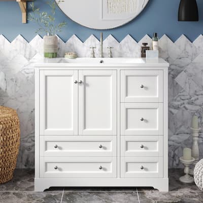 36-inch Bathroom Vanity with Sink, Solid Wood Freestanding Bathroom Vanities