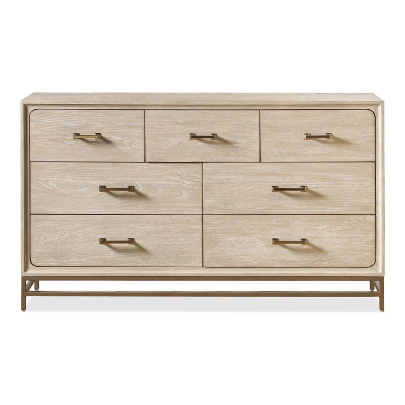 Furniture of America Drayden Transitional Solid Wood 7-Drawer Dresser with Metal Legs