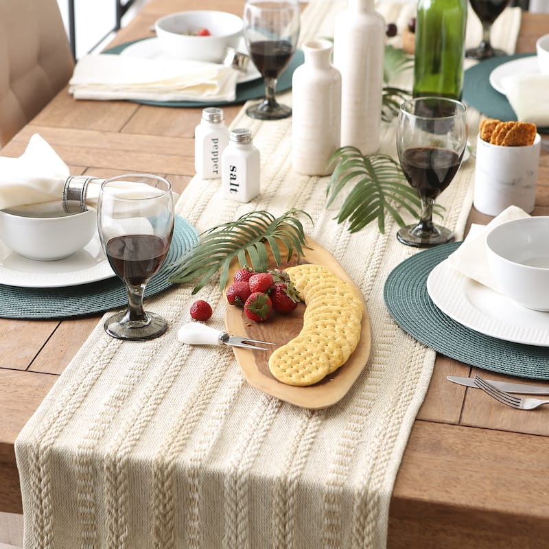 DII Black Braided Stripe Table Runner