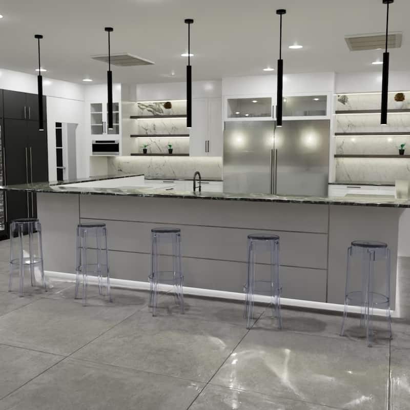 LeisureMod 30 in. High Backless Acrylic Counter Stool with Round Seat and Foot Rest - 30"