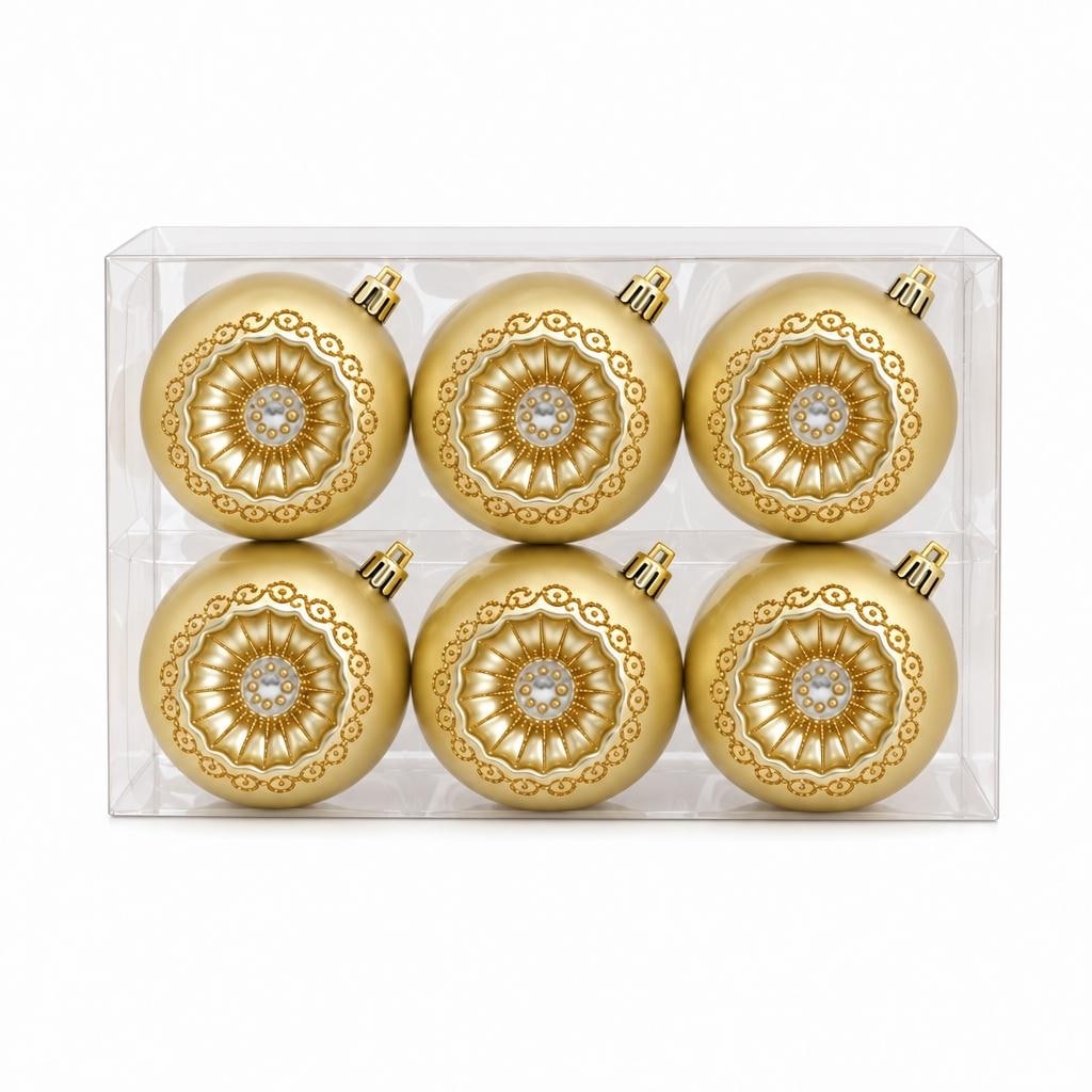 National Tree Company 3 in. Gold Christmas Ball Ornament Set, Shatterproof Bauble Ornaments-Set of 6 - 3 in