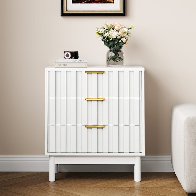 3 Drawer Dresser with Fluted Panel Design