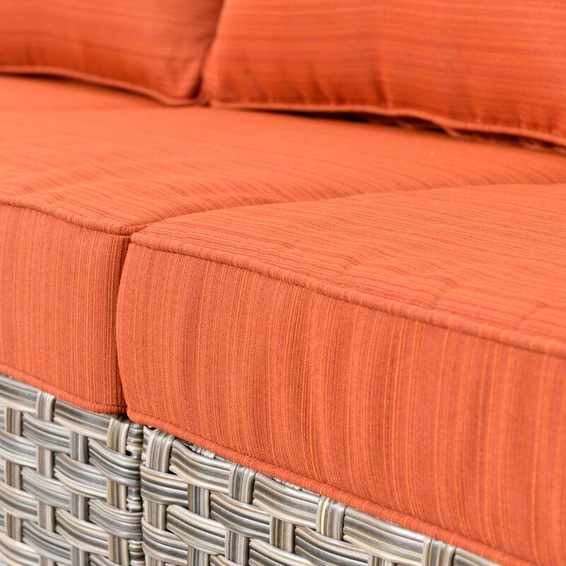 OVIOS 5-piece Patio Wicker Conversation Set With Fire Table