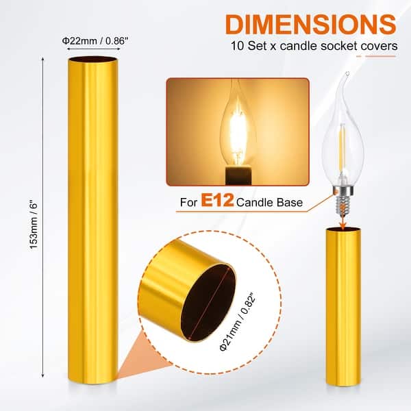dimension image slide 58 of 102, Metal Chandelier Socket Sleeves Insulation Heat Shrinkable