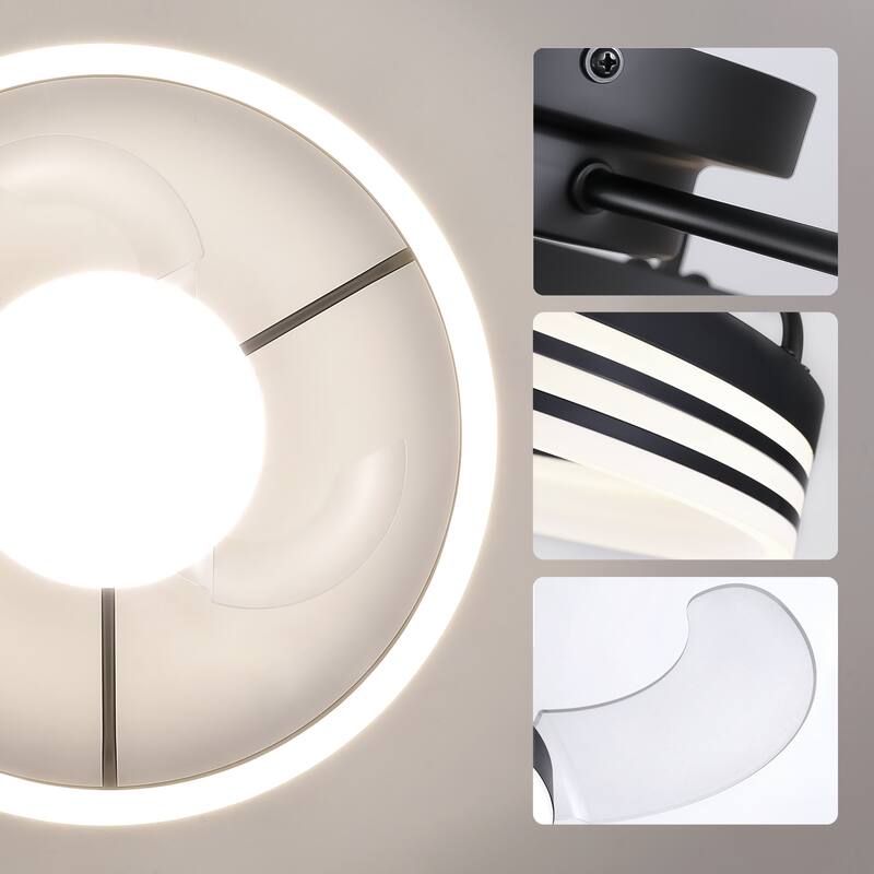 20 in Smart Bladeless Dimmable Flush Mount Ceiling Fans with Remote and Lights - 19.7''-2 Lights