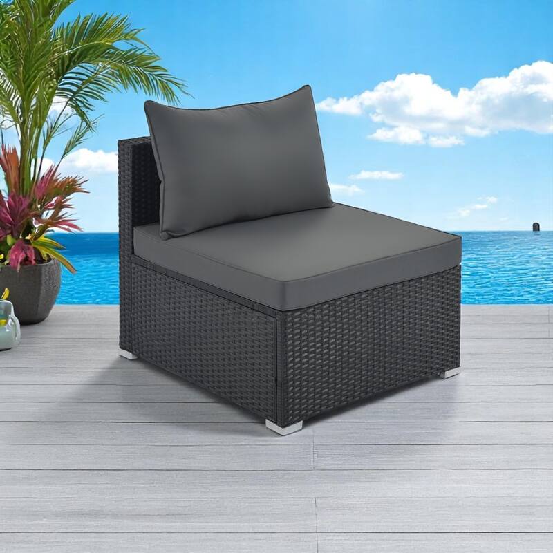 8-Piece Outdoor PE Wicker Patio Furniture Set, Modular Rattan Sectional Sofa with Ottomans for Garden, Backyard, or Poolside