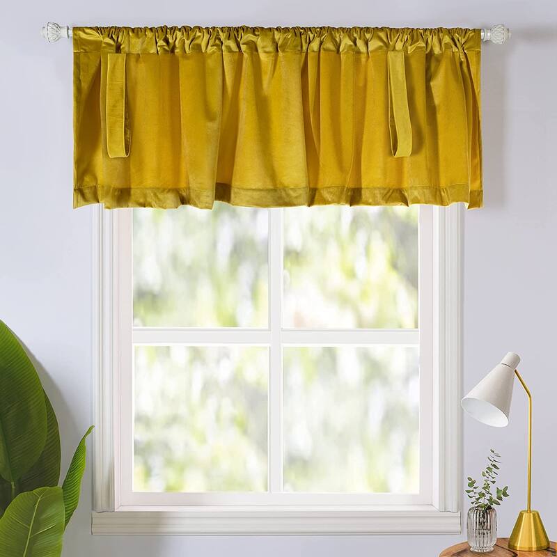 DriftAway Velvet Room Darkening Rod Pocket Tie Up Valance