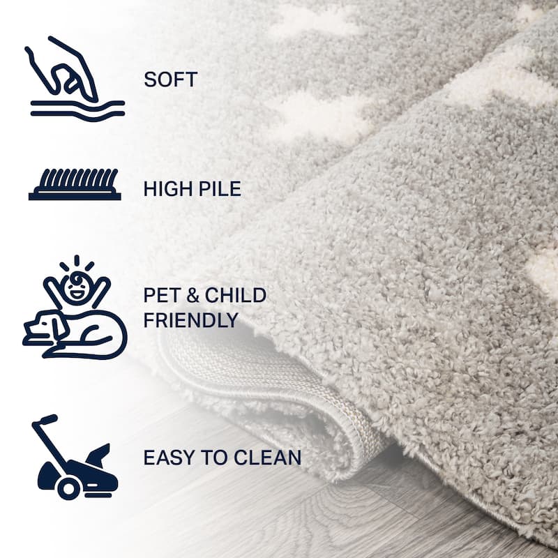 JONATHAN Y Calvia Berber Geometric Shag Area Rug