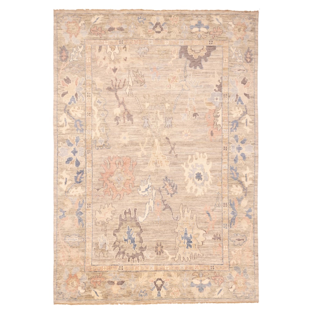 ECARPETGALLERY Hand-knotted Modern Oushak Taupe Wool Rug - 9'9 x 13'8