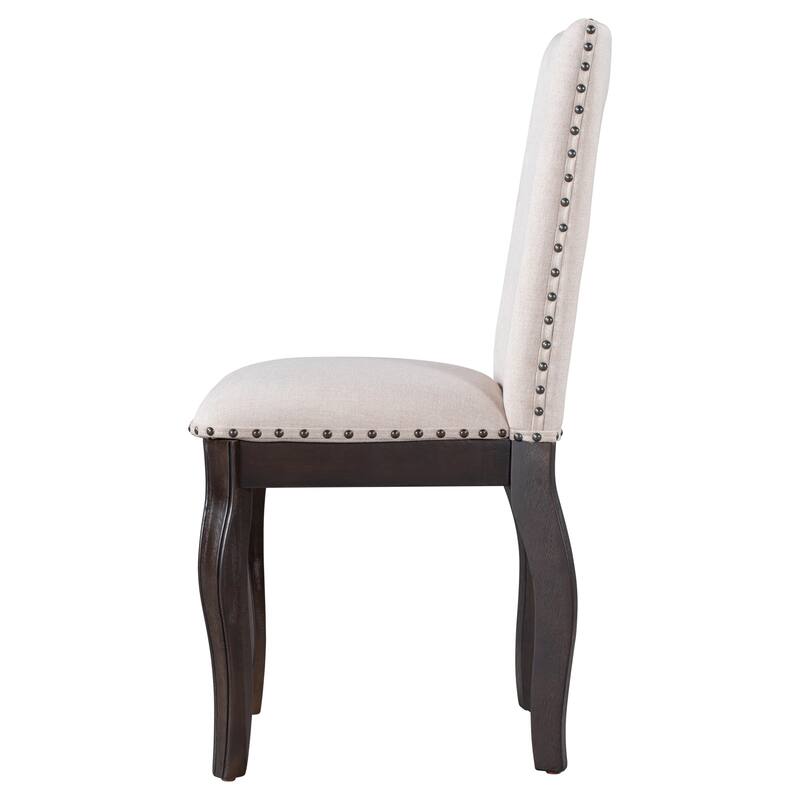 Espresso Wood Set of 4 Dining Chairs with Upholstered