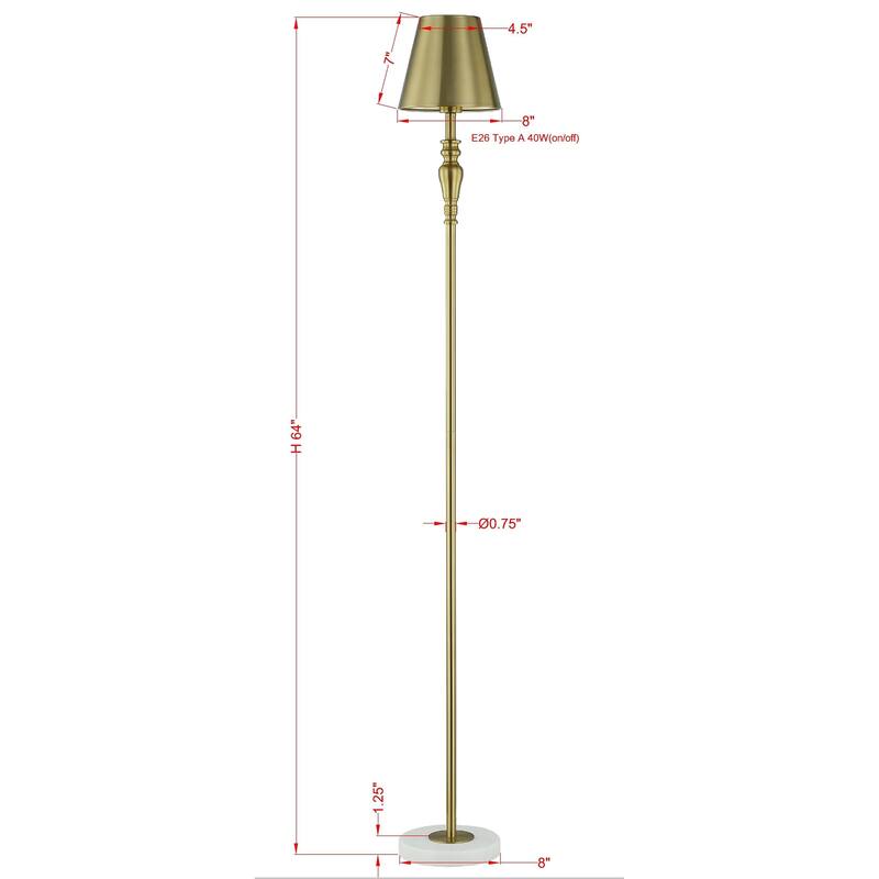 Salem 64" Floor Lamp with Metal Shade, Gold