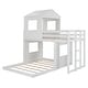 preview thumbnail 4 of 7, White Wood Bunk Bed, Twin Over Full House-shaped Bed with Playhouse Frame, Farmhouse, Ladder, Window, Safety Guardrails
