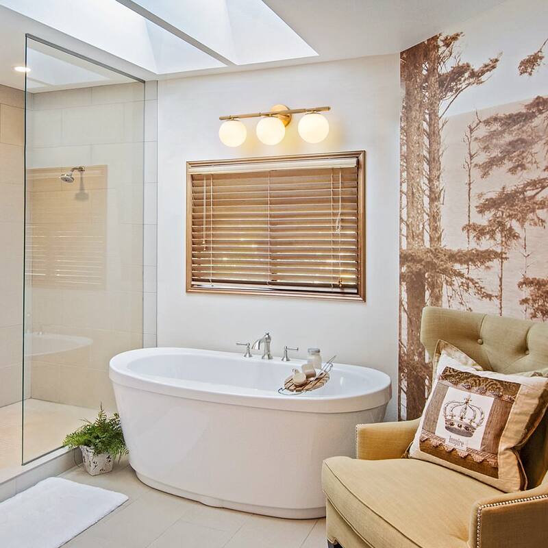 3-Light Modern Linear Bathroom Vanity Light with Opal Glass Globe - 23.2-in W x 6.9-in D x 8.3-in H