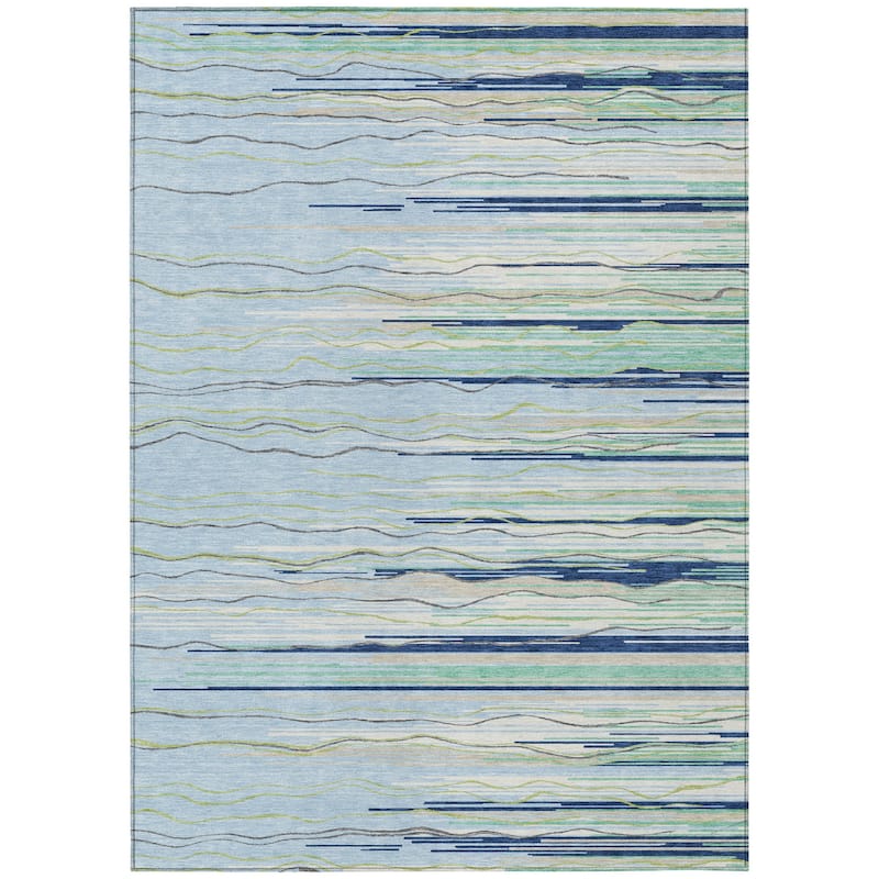 HomeRoots Striped Transitional Rectangle Outdoor Rug