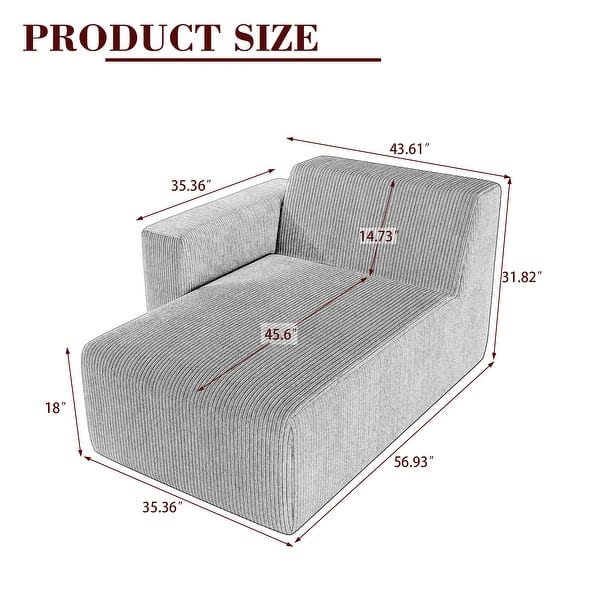 dimension image slide 3 of 4, Modern No Assembly Required Sectional Chaise Lounge Side Sofa