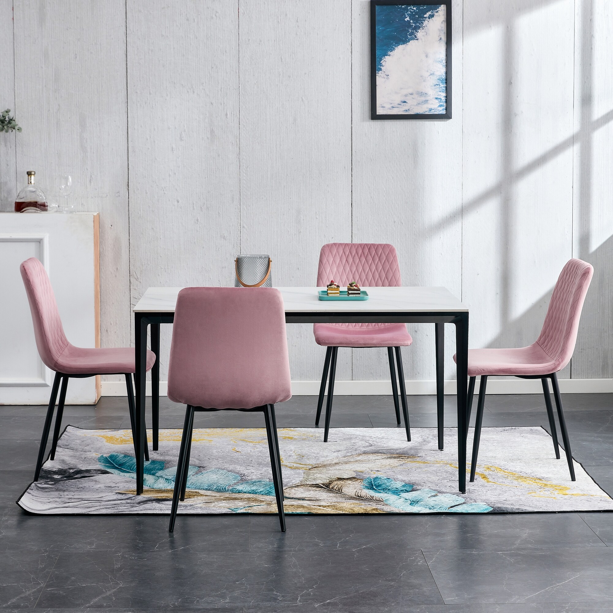 4 pink hotsell dining chairs