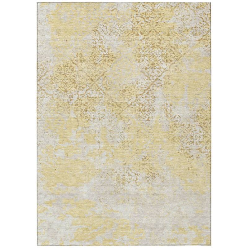 Machine Washable Indoor/ Outdoor Chantille Distressed Traditional Rug