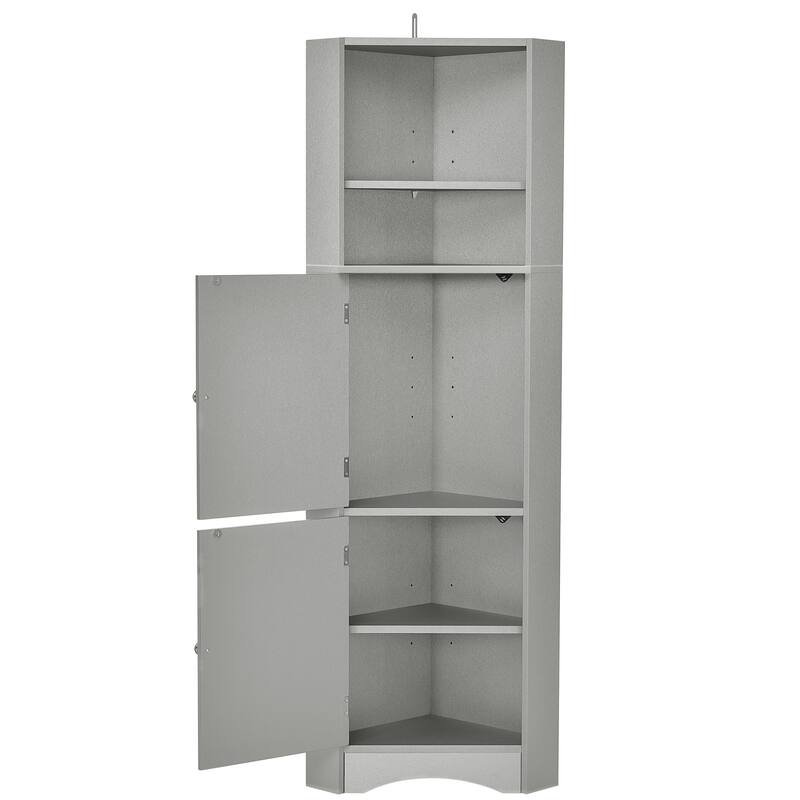 Corner Cabinet for Bathroom Practical Tall Wooden Bathroom Cabinet with 1 Open Shelf 2 Door Freestanding Storage Cabinet
