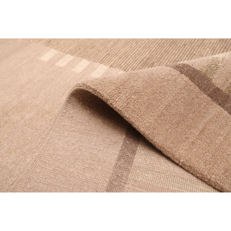 ECARPETGALLERY Hand-knotted Opulence Taupe Silk, Wool Rug - 6'0 x 8'10