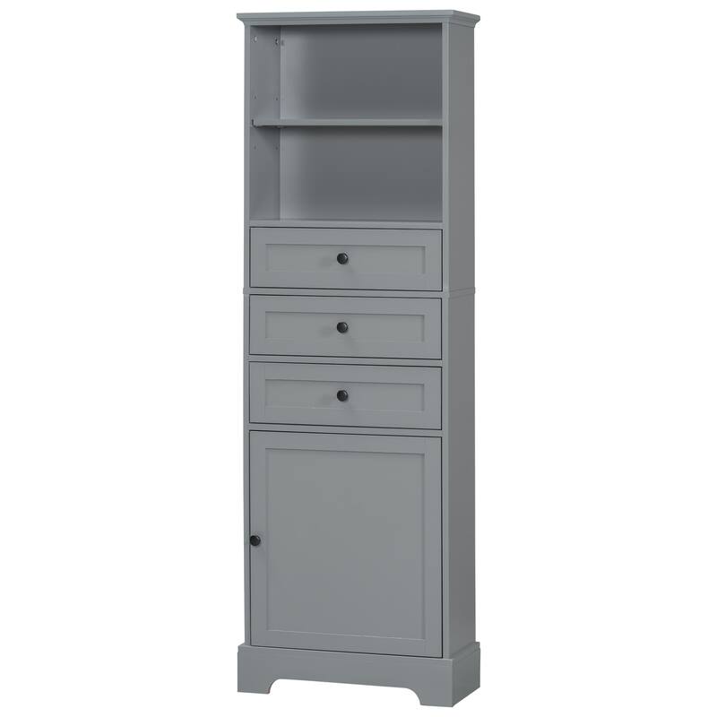 Bathroom Storage Cabinet with Adjustable Shelf and Anti-Tip Kit, Freestanding Clothes Cabinet Floor Cabinet