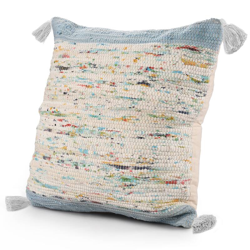 Sevita Handwoven Modern Abstract Cotton Throw Pillow, 20" x 20".