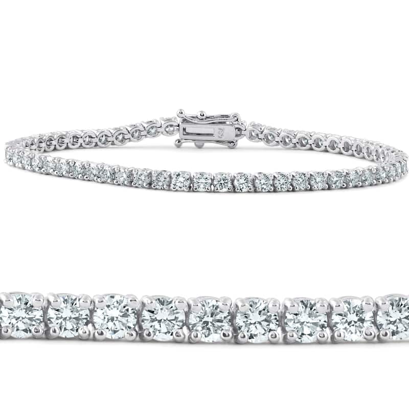 G/VS 6ct Moissanite Womens Tennis Bracelet 18K White Gold 10 grams 7"