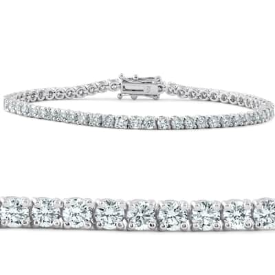 G/VS 6ct Moissanite Womens Tennis Bracelet 18K White Gold 10 grams 7"