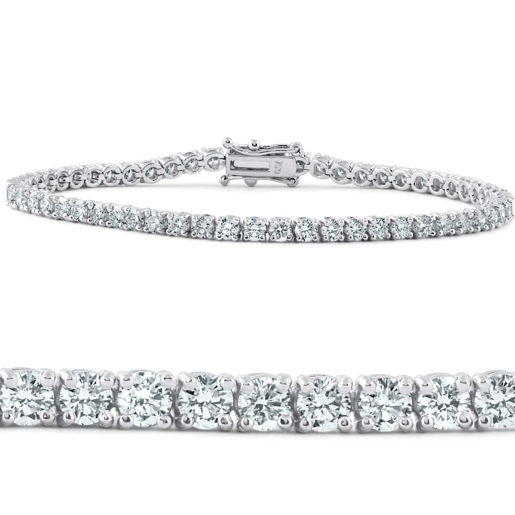 G/VS 6ct Moissanite Womens Tennis Bracelet 18K White Gold 10 grams 7"