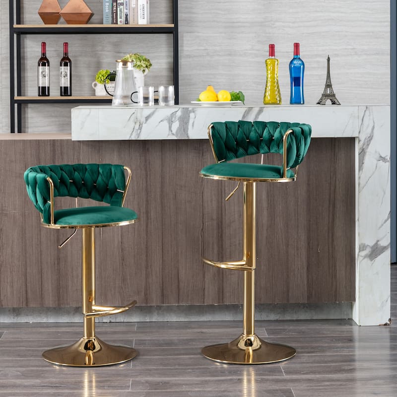 Height Adjustable Bar Stool with Footrest,Set of 2